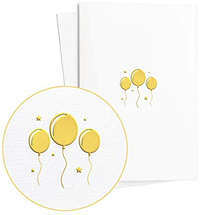 Diese-Klappkarten Edle Karten zum Geburtstag mit Glückwunsch-Ballons in Goldprägung (2er Set) auf Strukturiertem Papier, Als Geburtstagskarte oder für andere Exklusive Anlässe, E01