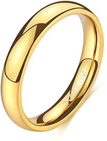 Zakk Ring Damen Herren 2mm 4mm 6mm Titan Poliert Schmal Ringe Verlobungsringe Ehering Hochzeitsringe (Gold-4mm, 54 (17.2))