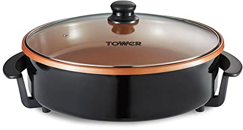 Tower T14038COP Cerasure + Copper Electric Multi-Pan with Non-Stick Coating, 1500W, Copper