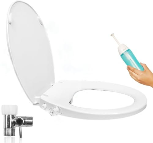 GenieBidet Bidet allungato per bidet autopulente con sedile doppio ugello e pressione dell'acqua regolabile, nessun cablaggio, facile installazione, bianco