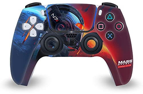 Head Case Designs Offizielle Zugelassen EA Bioware Mass Effect N7 Armor Legendäre Grafiken Vinyl Frontplatte Haut Gaming Aufkleber Abziehbild kompatibel mit Sony PlayStation 5 PS5 DualSense Controller