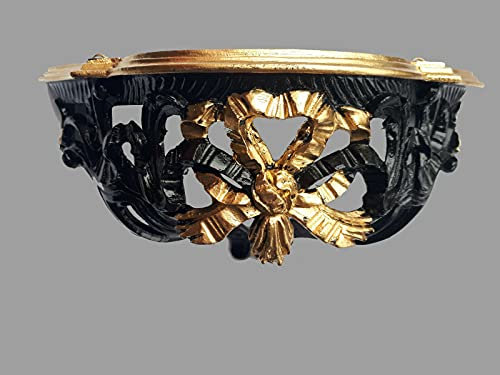 artissimo Barock, Konsole, Wandkonsole Schwarz Gold, Wandregal Spiegelkonsole Antik Ablage, 30x15 Cp73
