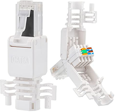 100x RJ45 Cat 6a Netzwerkstecker mit vergoldeten Kontakten cat.6a LAN Crimpstecker Gigabit Connector für Patchkabel, Verlegekabel CAT7 CAT6A CAT6 Kompatibel Werkzeugfrei Werkzeuglos DSL Stecker UTP