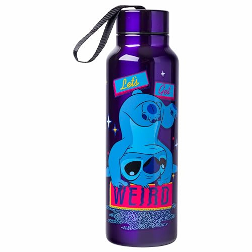 Silver Buffalo Lilo and Stitch Get Weird Edelstahl-Wasserflasche mit Riemen, 765 ml