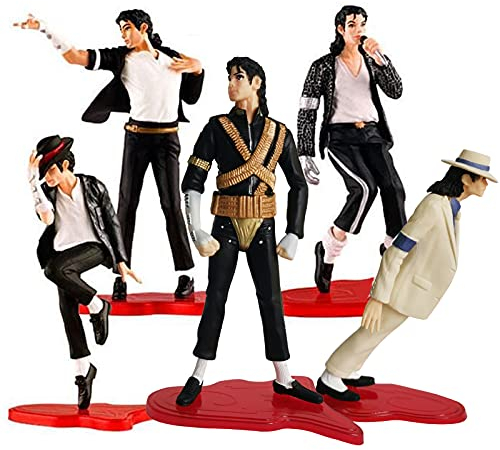 BOMJJOR 5 Pack Michael Action Figure Rock King Classic Album Dolls MJ Action Figure Toy Playset