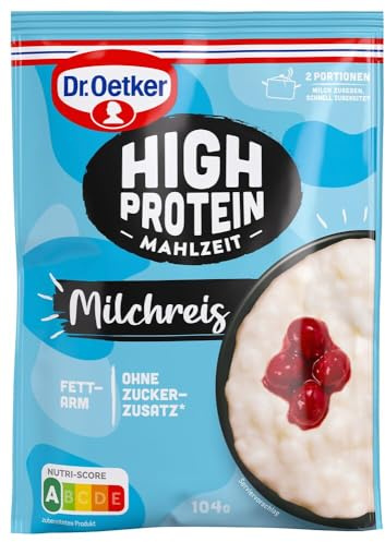 Dr. Oetker High Protein Mahlzeit – proteinreicher Milchreis als Hauptmahlzeit oder als Protein Snack.