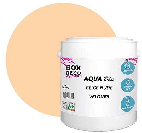 BOX DECO COULEURS Peinture murale acrylique aspect velours Aqua Déco - 2,5L, Beige Nude