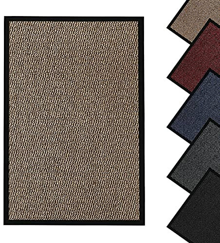 JKZ RUG AND DOORMATS Heavy duty non slip indoor/outdoor Kitchen hall floor mat light weight Barrier Runner Rubber Mats Home & Office Mats Dust,Trapper Front Door Welcome Mats (Dark Beige,50x80)