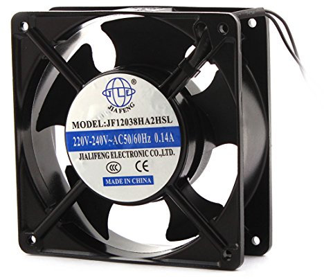 Ruilogod 120 mm x 120 mm x 39mm PC PC Aleación de aluminio AC 220V-240V Fan de refrigeración Negro