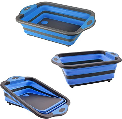 Tabla de cortar plegable para cocina, utensilios de camping, ahorro de espacio, cesta de almacenamiento multiusos 4 en 1 para barbacoa/picnic/camping