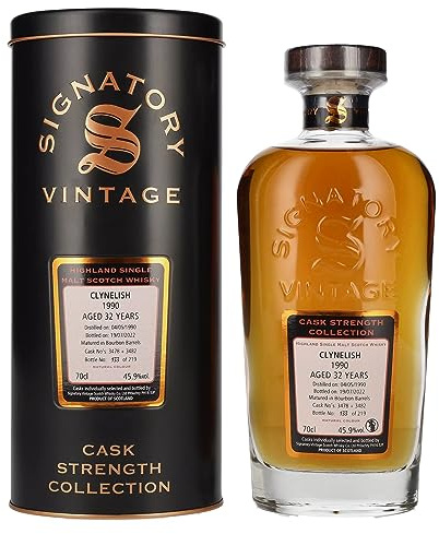 Signatory Vintage CLYNELISH 32 Years Old Cask Strength 1990 45,9% Vol. 0,7l in Tinbox