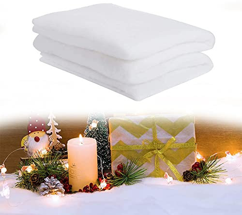 Ruolin Coperta di Neve Natale, 240 x 80 cm Coperte Artificiali Bianch Decorazioni Natalizie Decoro Soffice di Neve Finta per Alberi di Natale, Vetrine