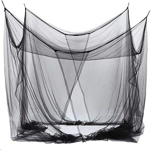 Lodokdre Moskitonetz für Bett mit 4 Ecken, 190 x 210 x 240 cm, Schwarz