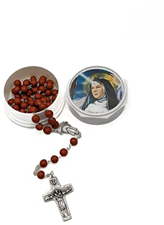 OVUNQUE PROTEGGIMI Pope Francis Cross Rosary Scented Rosary with Real Rose Petals with Santa Rita Rosary Box Rose Petal Rosary