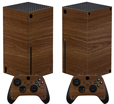 PlayVital Stickers Manette pour Xbox Series X,Autocollant Protection pour Xbox Series X Console Accessoires Skin Habillages-Grain de Bois