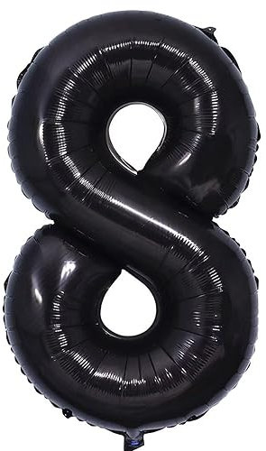 Vthoviwa 40 Zoll/18 Farbens Luftballon Zahlen 8 Schwarz, Luftballon 8. Geburtstag Foil Ballon, 0123456789,10-19,20-25,30,40,50,60,70,80,90, Folienballon 8 Party Dekoration Helium Unterstützen