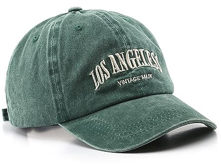 Los Angeles Hat Distressed Vintage Bestickte Basebal Cap für Damen und Herren, Grün , M/L