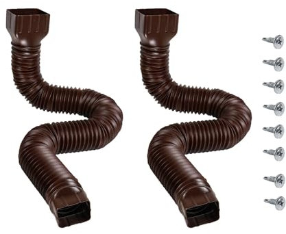 Tubo di scarico flessibile per grondaia, prolunga per grondaie, set di connettori per grondaie, scarico dell'acqua piovana, raccordo per tubi per acqua piovana (Brown – 2 pezzi)