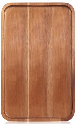 Large Wooden Serving Trays Long Party Charcuterie Boards Acacia Wood Platters Serving Cheese Board Rectangular Appetizer Snack Plates Rectangle Kitchen Dinner Platter for Food Dish Cake Dessert Tray