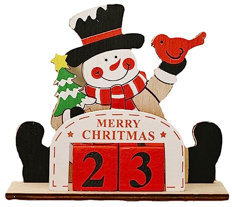 Countdown Kalender Würfel aus Holz, Tage Bis Weihnachten Countdown Ornament, Weihnachtsmann/Schneemann/Elch Weihnachts Adventskalender, Countdown zur Weihnachten Dekoration für Tisch Zuhause Büro