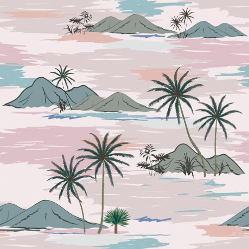 Yullpaper Tapete Blumen Blätter Rosa/Grün Klebefolie für Wand Selbstklebende Tapete Landhausstil Dekofolie Möbelfolie Tapeten Wohnzimmer Muster Rosa/Grün Tapete Selbstklebend Vintage 44.5 X 260cm