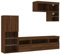 vidaXL Wohnwand 6-TLG., Schrankwand mit viel Stauraum, Anbauwand mit LED-Beleuchtung, Wandmontage Fernsehschrank Wohnzimmer Set Schrank, Braun Eichen-Optik Holzwerkstoff