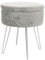 Harbour Housewares 1x Grey/Silber H45 x D36cm Runden Samt-Fußhocker mit Stauraum - Wohnzimmer Schminktisch Fußbank Ottomane Sitzpuff Stuhl Sitz