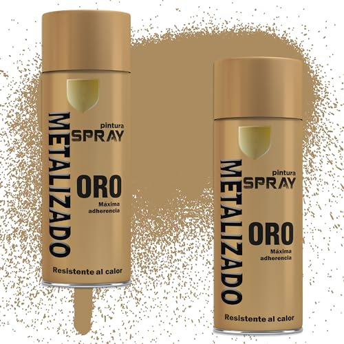 Etrexonline Pintura Spray Multicolor Profesional | 400ml | Adecuado para Metal, Madera & Plástico | Oro Metalizado | Secado Rápido | Paquete de 2