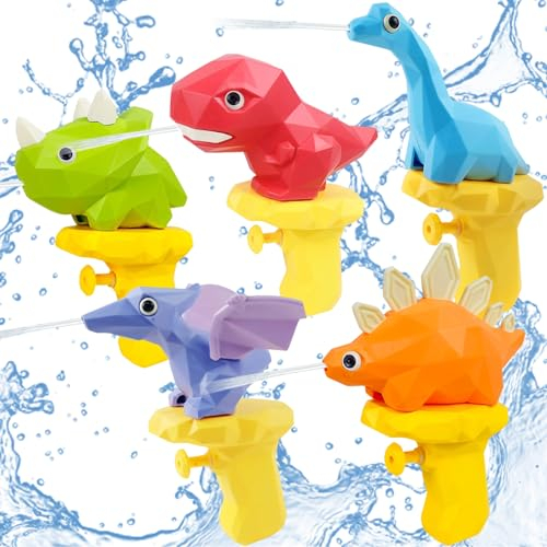 SOETDERT Wasserpistole Kinder, 5 Stück Dinosaurier Wasserpistole, Wasserspritzpistole Klein, Water Gun Mini Spritzpistole Kinder Baby Schwimmbad Spielzeug für Garten Strände Sommer Pool Party Outdoor