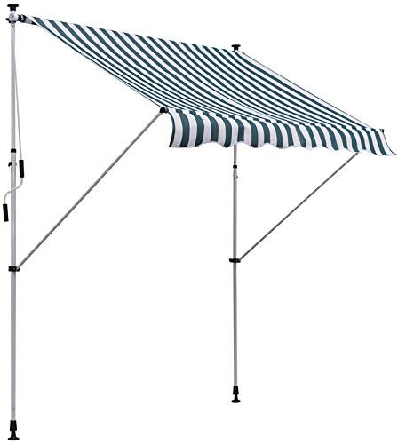 DecHome - Tenda da Sole per Esterno a Bracci Avvolgibile 200x150 cm per Porta colore a Righe Verde/Bianco