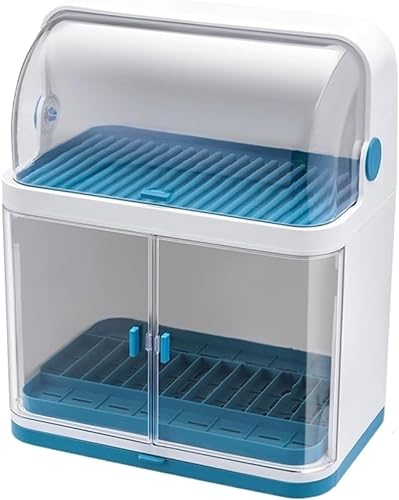 Escurridor de platos, caja de almacenamiento de vajilla, almacenamiento de platos, escurridor de platos con tapa, de plástico para el hogar, pequeño armario escurridor de platos