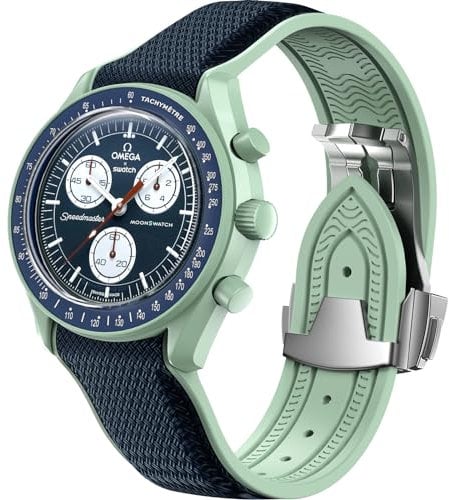 REBANDACE Uhrenarmband für Omega X Swatch MoonSwatch 20 mm, Faltschließe Speedmaster, Ersatzarmband, Gebogen, Keine Lücken, Moonswatch-Armband für Herren