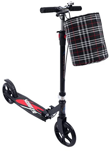 Cityroller Scooter, Kohlenstoffstahl, Roller Erwachsene Faltbar 120kg Tragfähigkeit, Doppelbremse Roller Kinder Höhenverstellung 91-106cm mit Aufbewahrungstasche