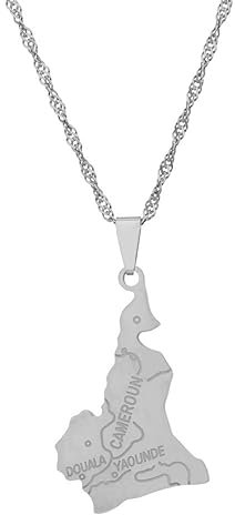 JEDTAKCT Halsketten Mit Anhänger Mit Karte Von Kamerun – Personalisierte Halskette Mit Geometrischem Städtenamen Und Hip-Hop-Karten-Charm, Für Frauen Und Männer, Schlüsselbeinkette, Pullover-Kette, D