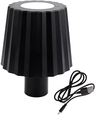 Akku Touch Flaschenleuchte geriffelt 14 x 10 cm - schwarz - Flaschenlicht warm und kalt weiß zum Aufstecken - Deko Flaschen Lampe Tischleuchte dimmbar wiederaufladbar für den Innenbereich