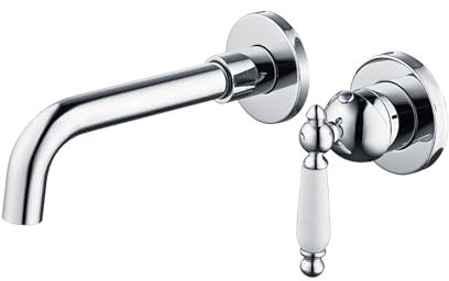 Tivezlor Unterputz Badezimmer Wasserhahn Chrom Wandmontage, Messing-Waschtisch-Mischbatterie, Vintage-Waschbecken-Wasserhahn, Einhebel-Mischbatterie 360° schwenkbarer