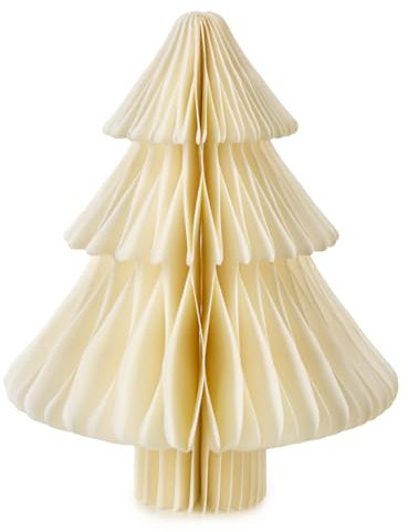 Logbuch-Verlag cremefarbener Weihnachtsbaum aus Papier Honeycomb Tannenbaum weiß Creme Baum Miniatur modern 18 cm