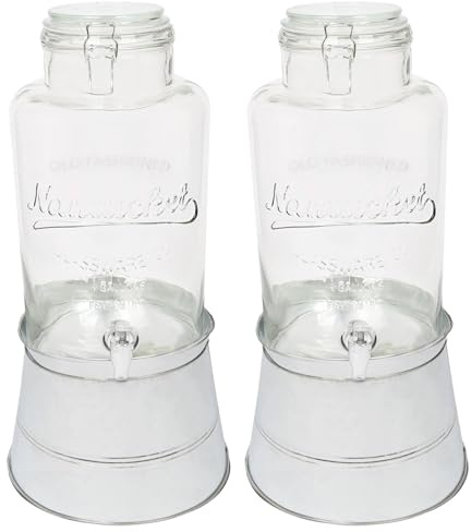 Rink Drink 2X 8.7L Distributeur de Boissons en Verres avec Robinet & Argent Support de Seau - Grand Cuisine Fête Eau Jus Boire Récipient Cruche Bouteille Pot