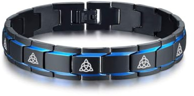 2-Ton Schwarz Blau Edelstahl Religiös Glauben Symbol Gliederarmband Für Herren Jungen Bruder, Mason Link Armband Geschenk Für Herren, Viel Glück Schutz Schmuck, Tool zum Entfernen von Links