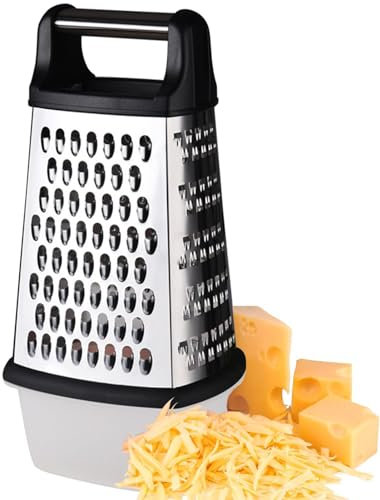 Käsereibe-Box, Käsereibe mit Griff, Kastenreiben 4-seitig, Lebensmittelreibe, Gemüsereibe zum Reiben von Karotten, Gurken, Kartoffeln, Gemüse