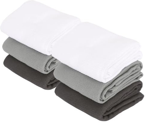 Nicola Spring Deluxe Tea Towel - 60 x 40cm - Monochrome - Pack of 6-100% Cotton Tea Towel Absorbent Kitchen Cloth Soft Hand Towel Glass Cleaning Cloth