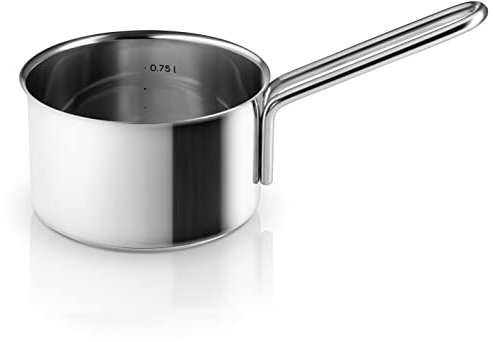 Eva Trio - Casserole en acier inoxydable - 1,1 l - 13 cm - Idéale pour préparer de petites portions de sauces et de bouillie ou pour faire fondre du beurre et du chocolat - Acier poli