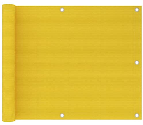 Hovothy Balkonbespannung Balkonsichtschutz Moderne Balkonverkleidung Sonnenschutz Sichtschutz Balkon Dekoration für Schutz der Privatsphäre Winddicht und UV-beständig Gelb 75x600 cm