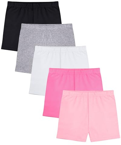 FEQO 5 Pack Toddler Girls Bike Shorts Cotton Girls Cartwheel Shorts Under Dress Dance Shorts for Baby Girls Multi-Color,3T
