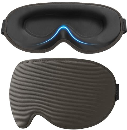 Gritin Schlafmaske für Seitenschläfer, Upgrade 3D Augenhöhlen Schlafbrille mit Verstellbarem Gummiband, Lichtblockierend & Atmungsaktiv, Augenmaske für Männer & Frauen -Dunkelgrau