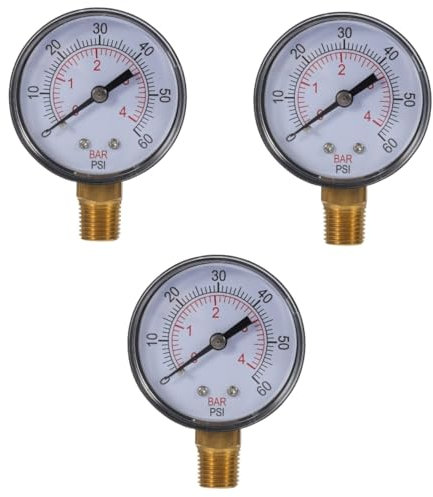 BESPORTBLE Lot De 3 Manomètres De Pression Pour Filtre Réservoir D'Eau De Piscine Pompe Tuyau De Camping-Car Lave-Linge Manomètre De Pression Pour Pneus Manomètre De Test De Filtre