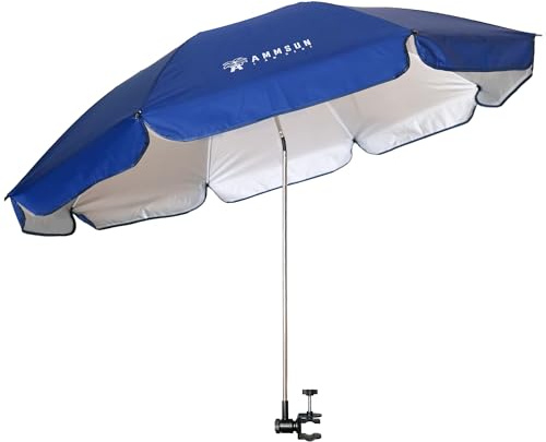 AMMSUN XL-Stuhlschirm mit verbesserter Klemme, verstellbar, 132,1 cm und 360-Grad-Drehgelenk, UPF 50+, tragbare Klemme für Camping oder Strandkorb, Kinderwagen, Rollstuhl, Golfwagen