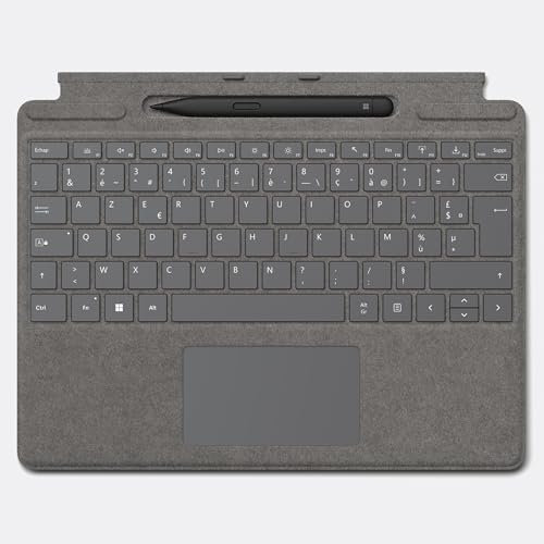 Microsoft Signature Keyboard Surface Slim Pen 2 Platinum Compatible with Surface Pro 8 and Pro X (AZERTY) (Renewed)