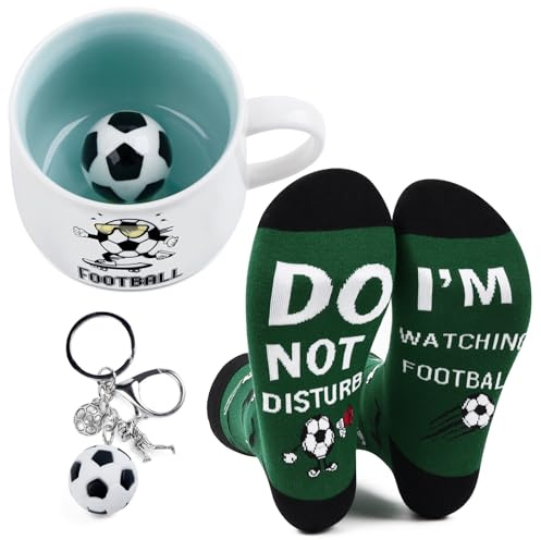 Bingqiling Football Gift - Coffee Mug 375ml, Novelty Socks, Funny Mug for Dad & Men, Ideal Father's Day & Men's Gift for Football Fans