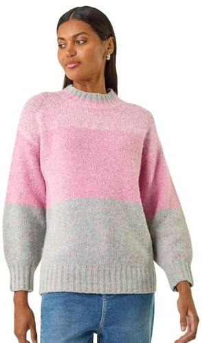 Roman Originals Thick Jumper for Women UK - Ladies Winter Autumn Smart Casual Knit Knitted Knitwear Pull-On Round Crew Neck Long Sleeve Work Office Dinner Party